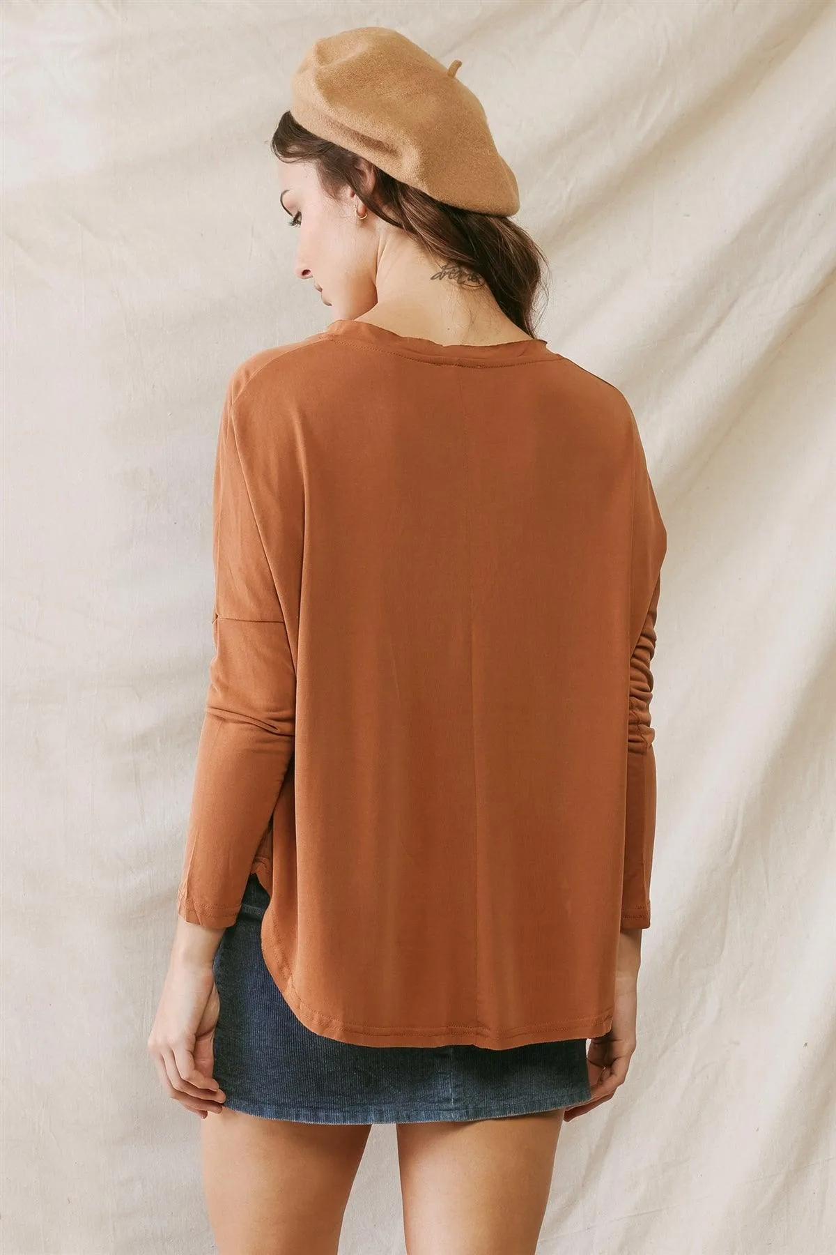 Amber Trim Detail Pocket Front Long Sleeve Relax Top /3-2