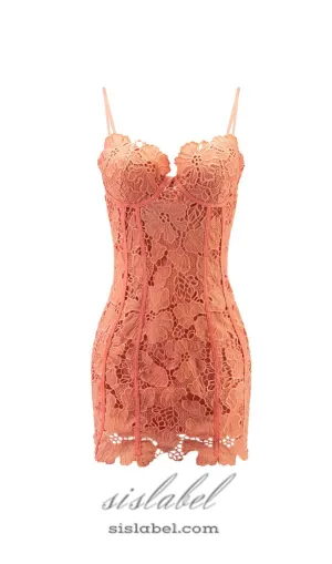 APPHIA FLORAL EMBROIDERED BACKLESS MINI DRESS IN ORANGE