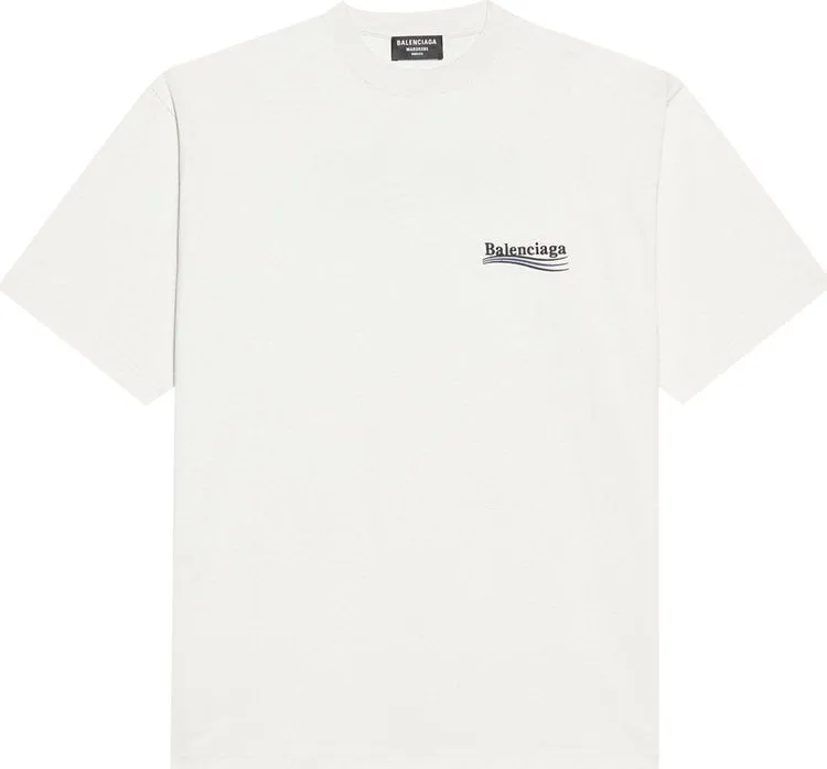 Balenciaga Political Campaign Large Fit T-Shirt 'Dirty White/Blk/Blue', Gray