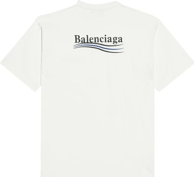 Balenciaga Political Campaign Large Fit T-Shirt 'Dirty White/Blk/Blue', Gray