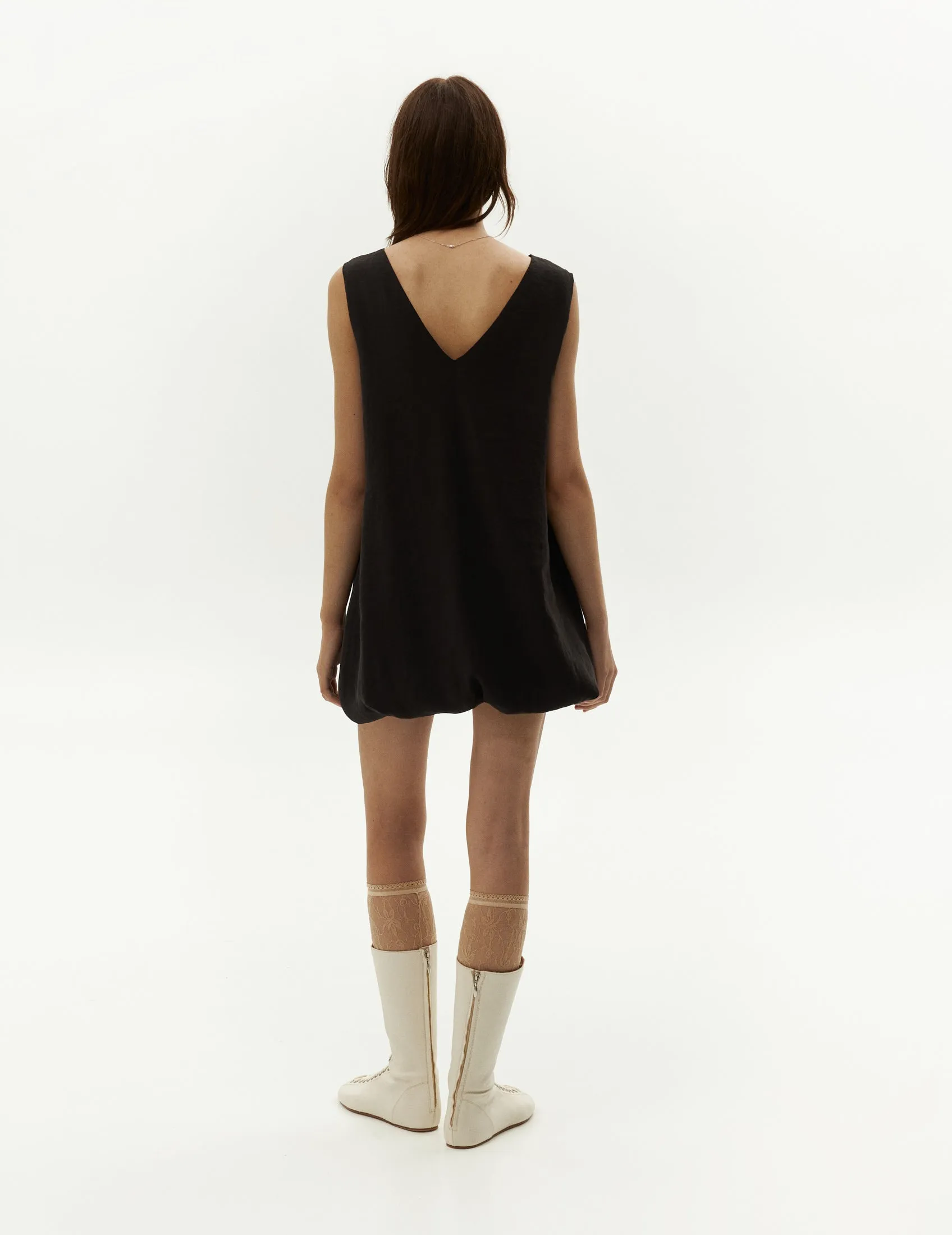 Balloon Short Dress — Black