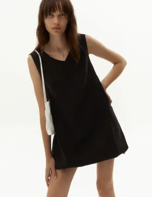 Balloon Short Dress — Black