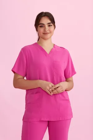 Biz Care Unisex V-Neck Scrub Top - Pink for National Breast Cancer Foundation