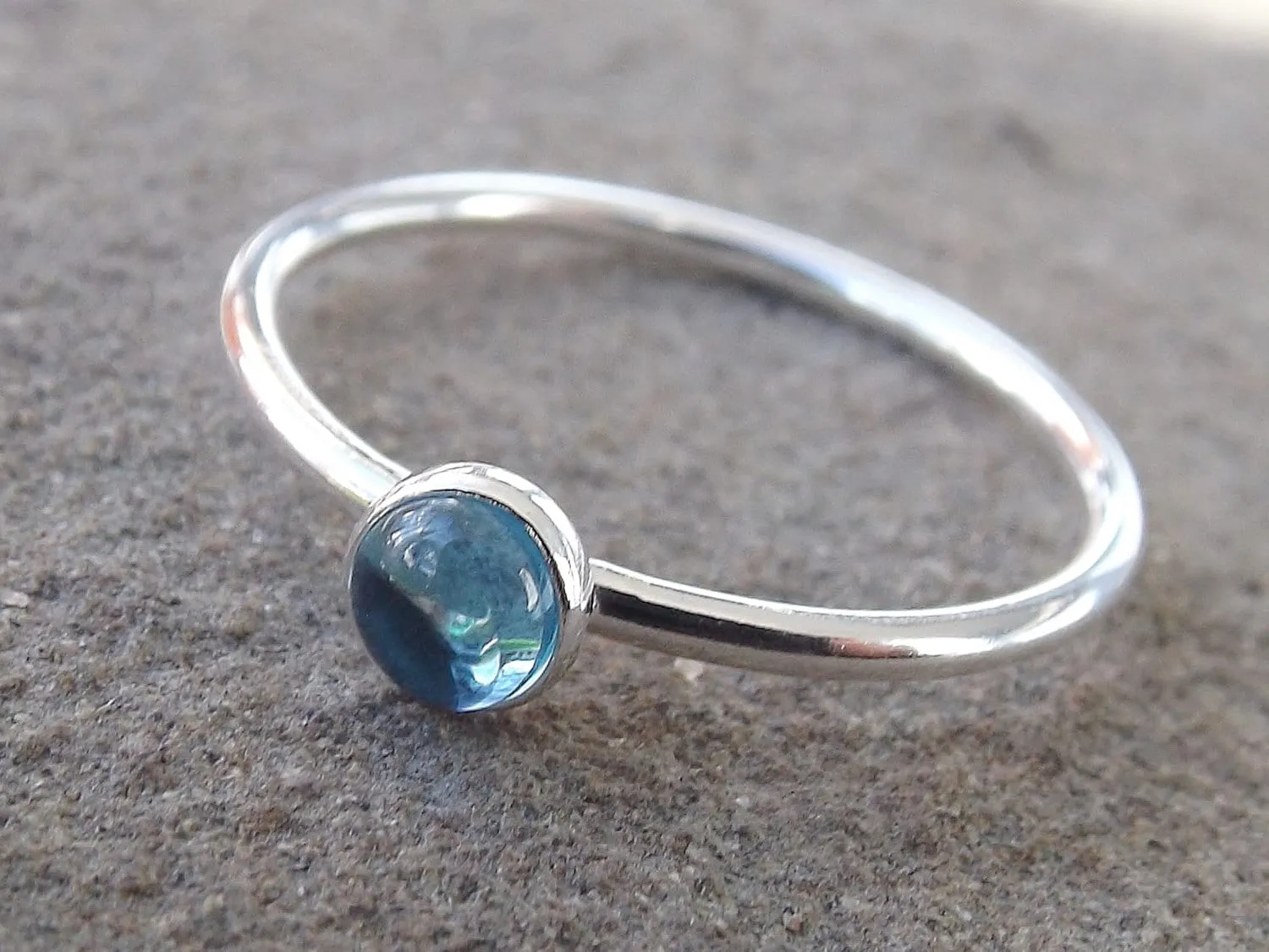 Blue Topaz Stacking Ring, Blue Topaz Ring, Engagement Ring, December Birthstone, Swiss Blue Topaz, Gemstone Stacking Ring, Blue, Topaz, Gift