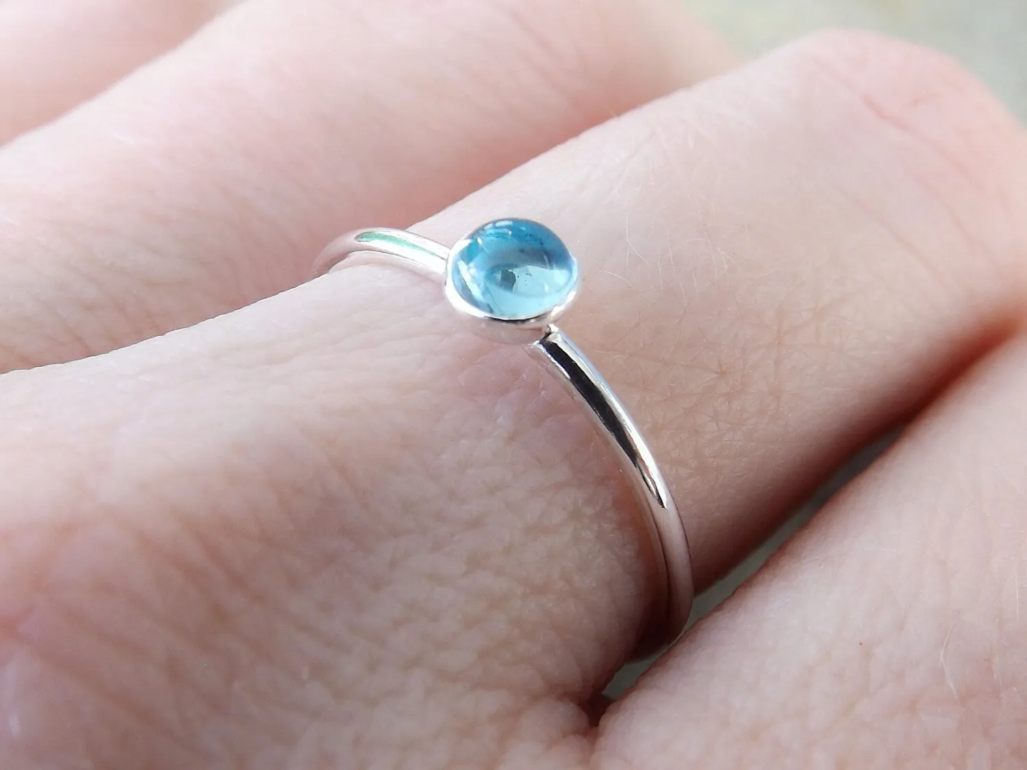 Blue Topaz Stacking Ring, Blue Topaz Ring, Engagement Ring, December Birthstone, Swiss Blue Topaz, Gemstone Stacking Ring, Blue, Topaz, Gift