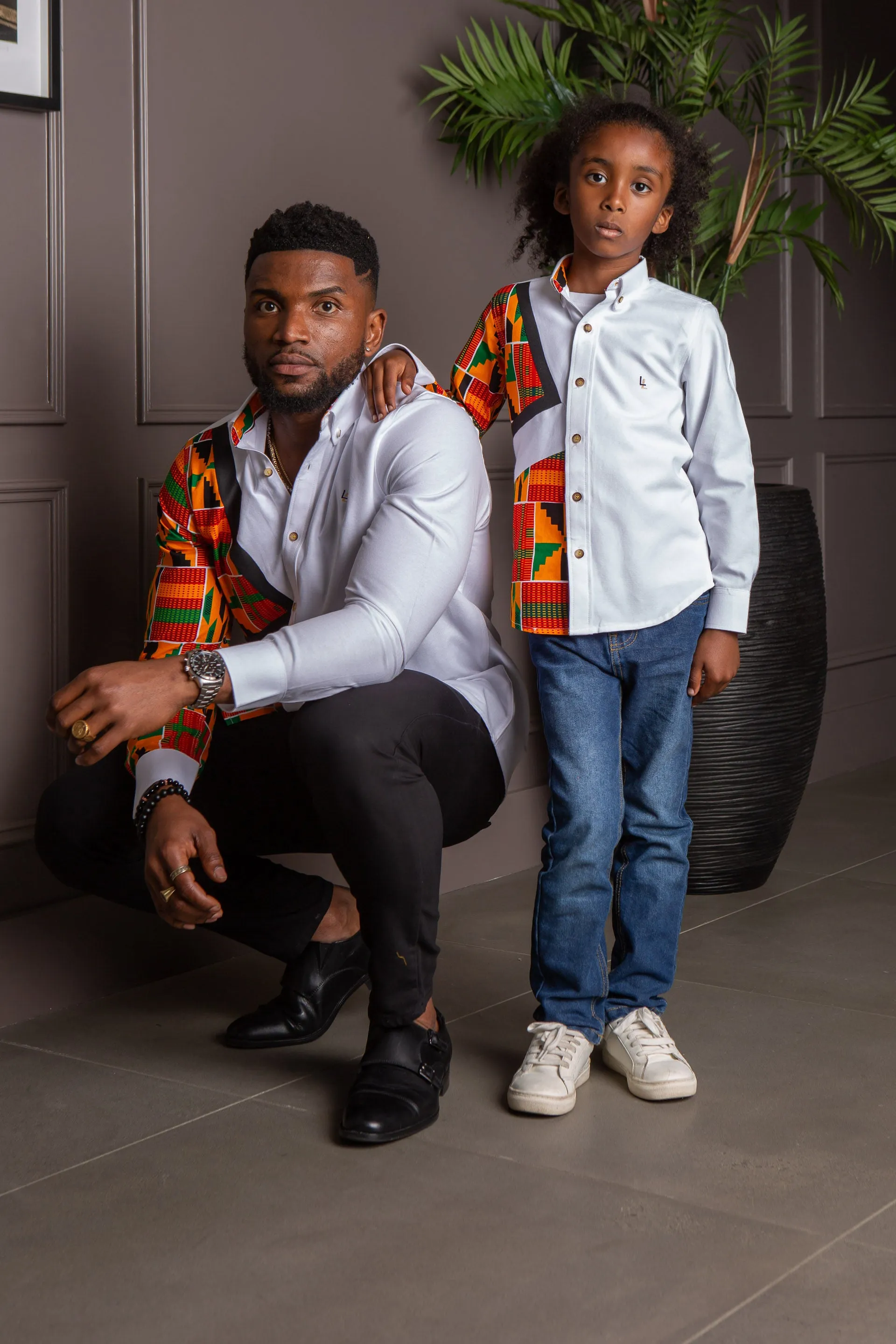 Boys Tailored-Fit African Print Shirt | Asymmetric Ankara Shirt for Boys - KENDRICK