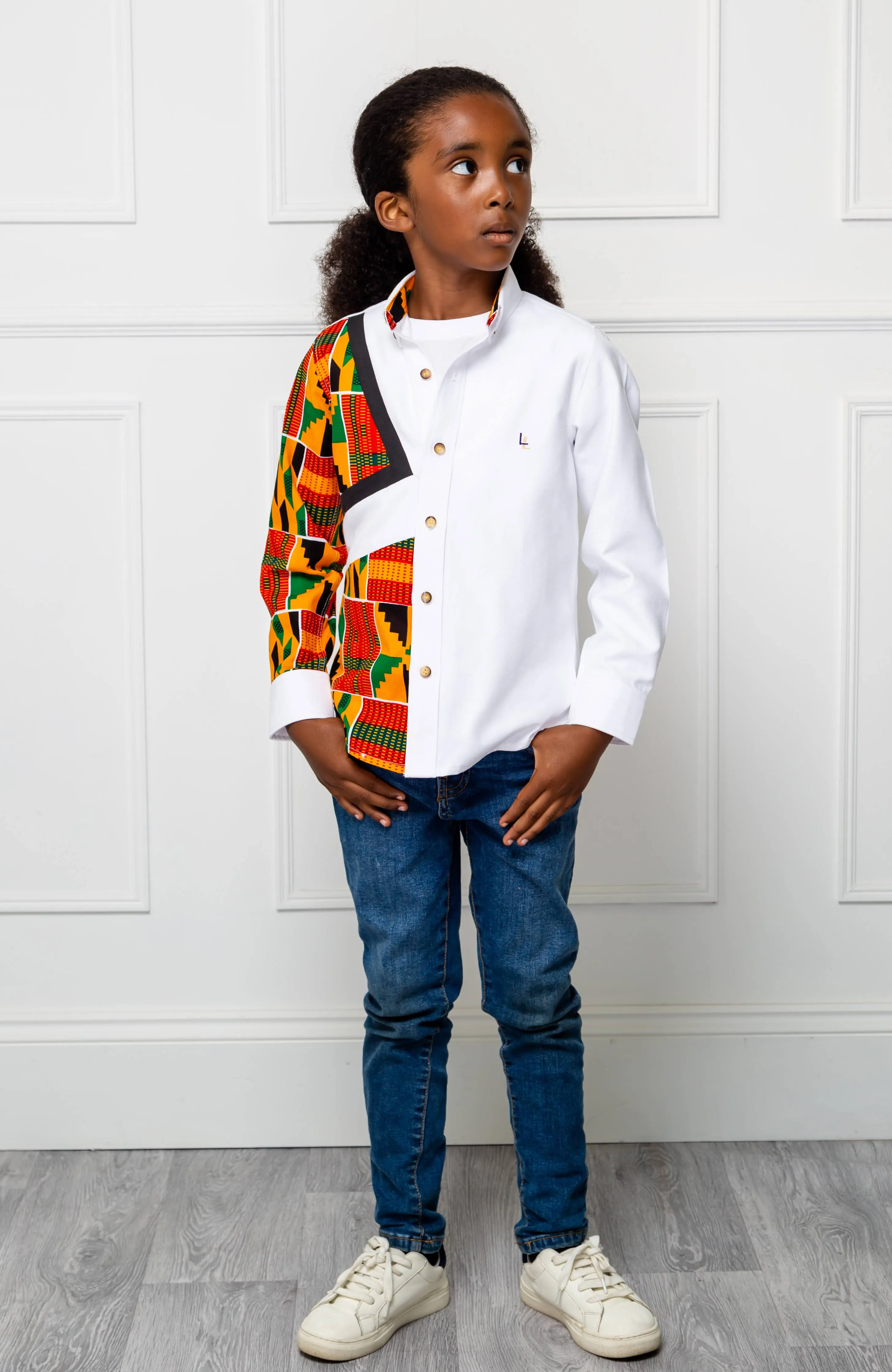 Boys Tailored-Fit African Print Shirt | Asymmetric Ankara Shirt for Boys - KENDRICK