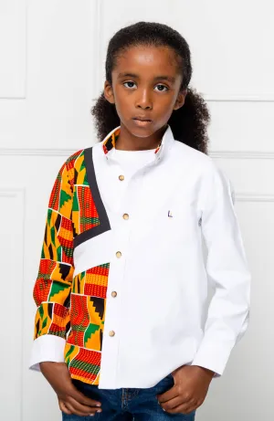 Boys Tailored-Fit African Print Shirt | Asymmetric Ankara Shirt for Boys - KENDRICK