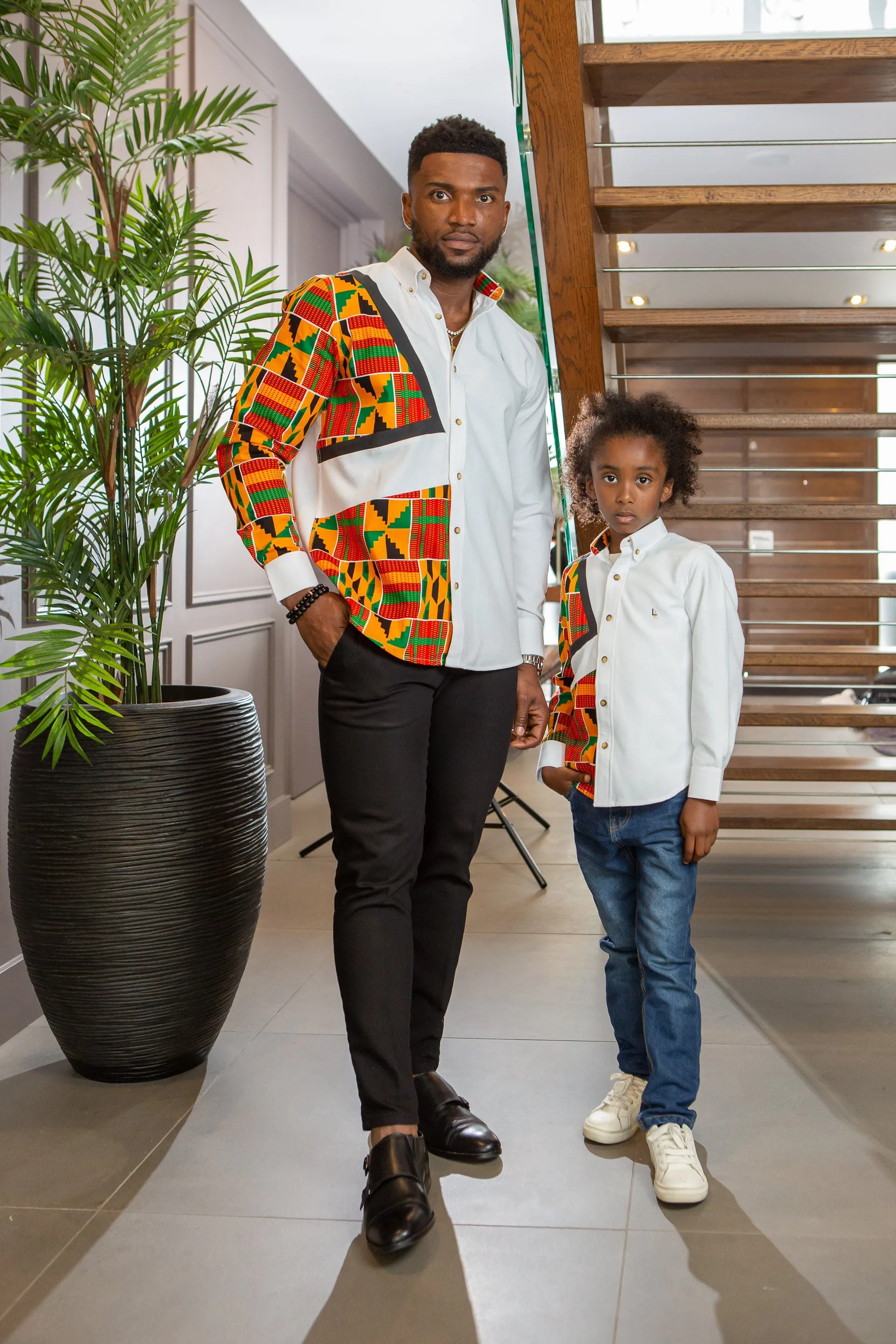 Boys Tailored-Fit African Print Shirt | Asymmetric Ankara Shirt for Boys - KENDRICK