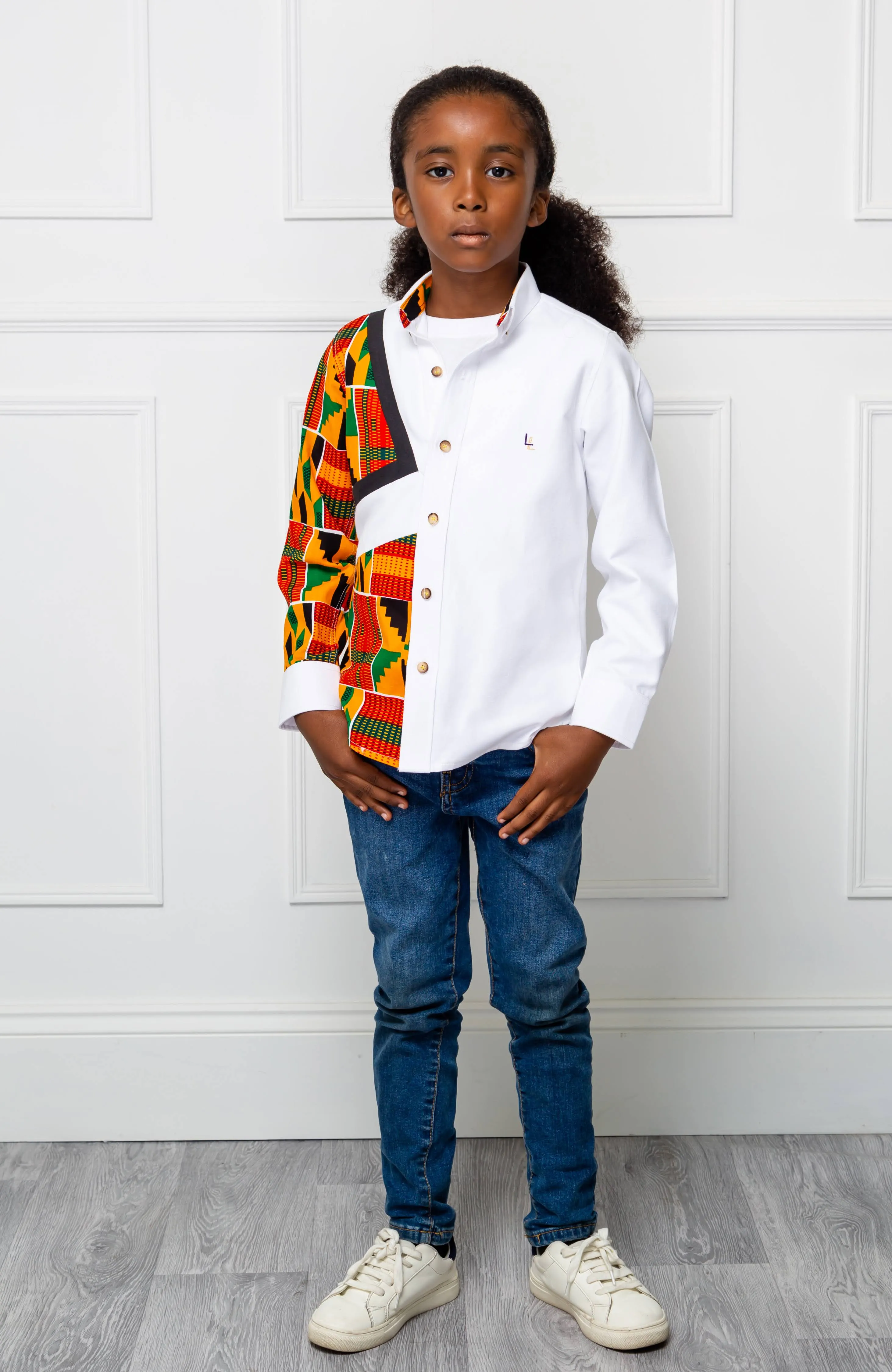 Boys Tailored-Fit African Print Shirt | Asymmetric Ankara Shirt for Boys - KENDRICK