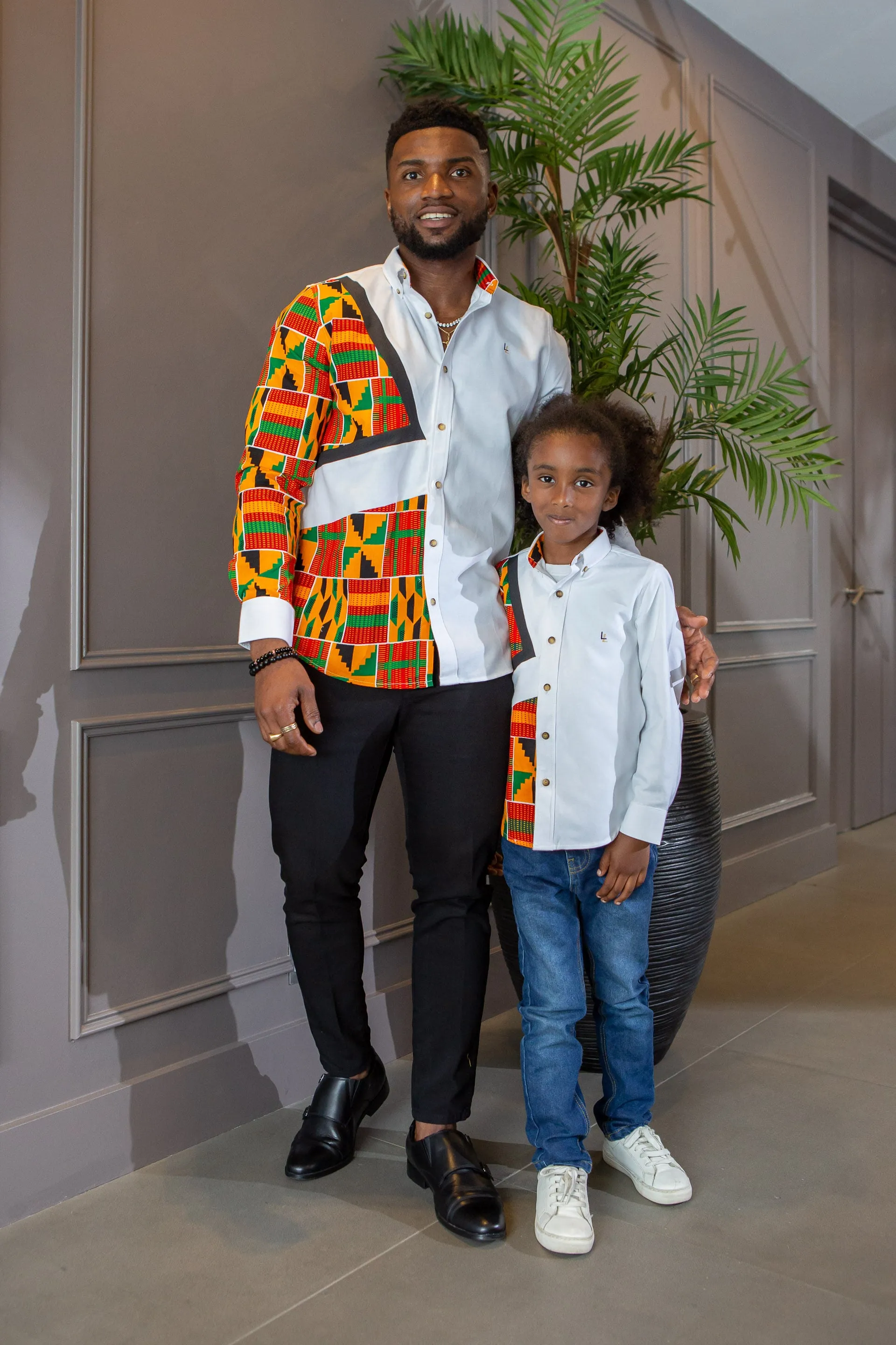 Boys Tailored-Fit African Print Shirt | Asymmetric Ankara Shirt for Boys - KENDRICK