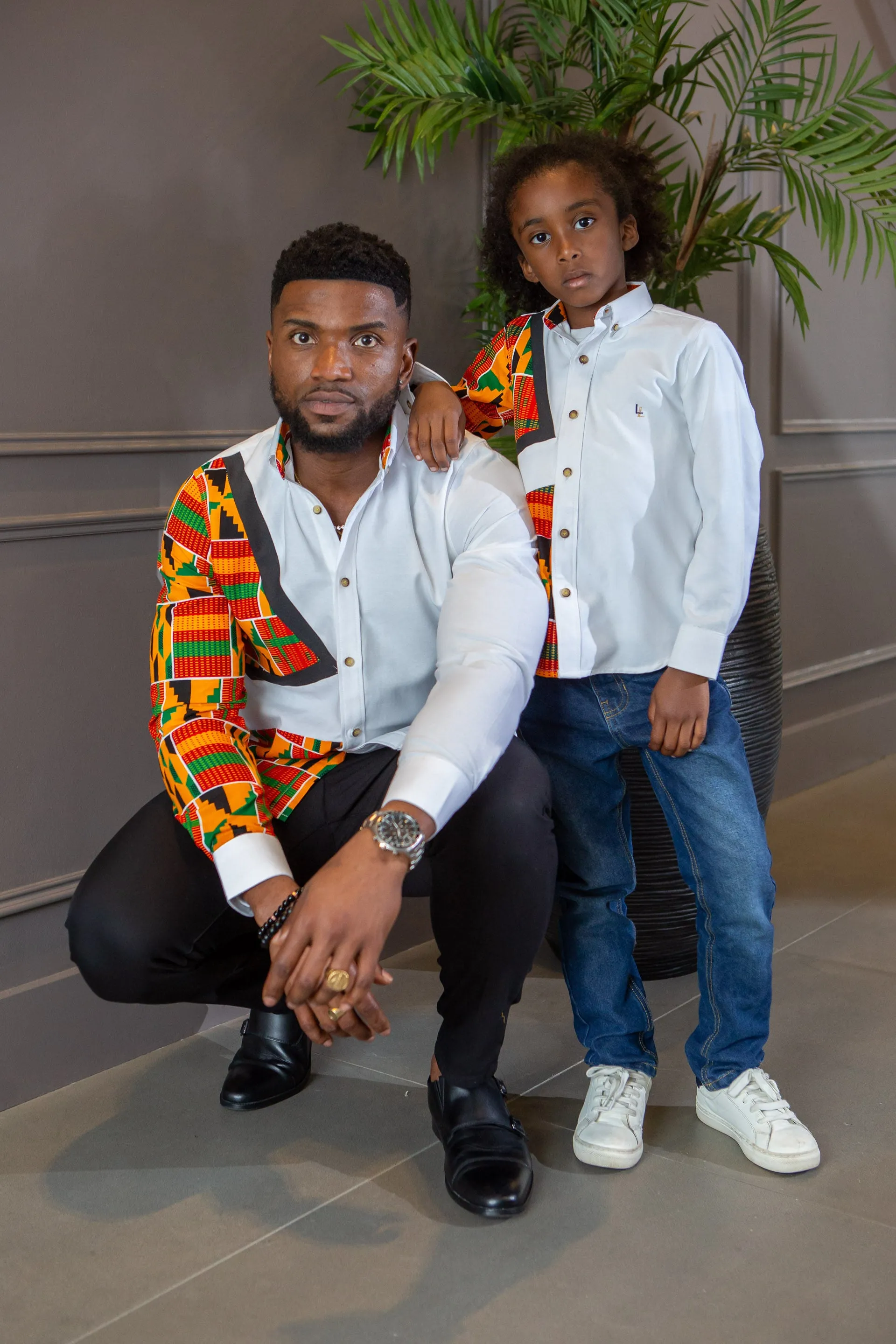 Boys Tailored-Fit African Print Shirt | Asymmetric Ankara Shirt for Boys - KENDRICK