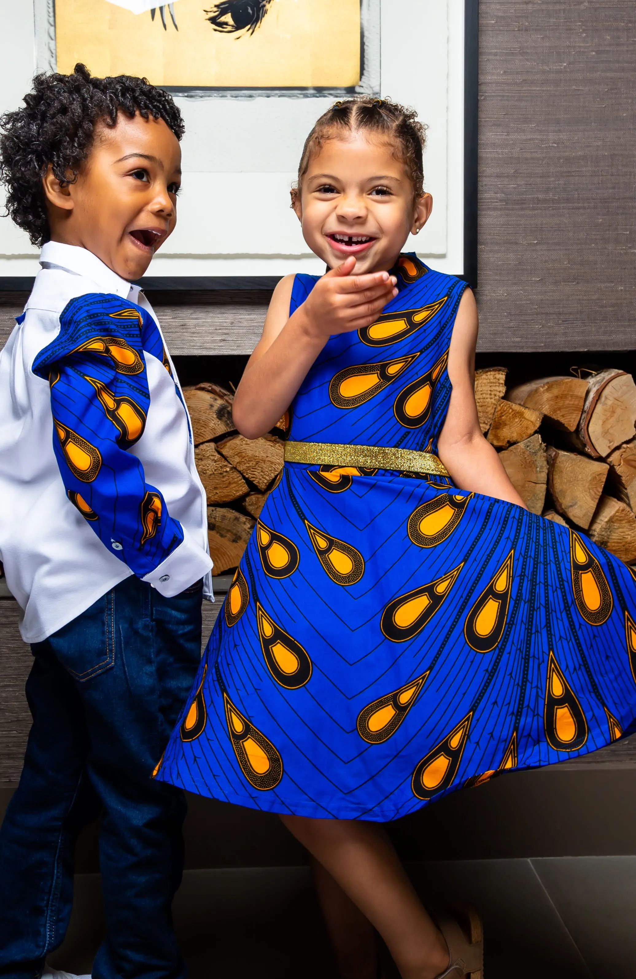 Boys Tailored-Fit African Print Shirt | V-Shaped Ankara Shirt for Boys  - ELIJAH