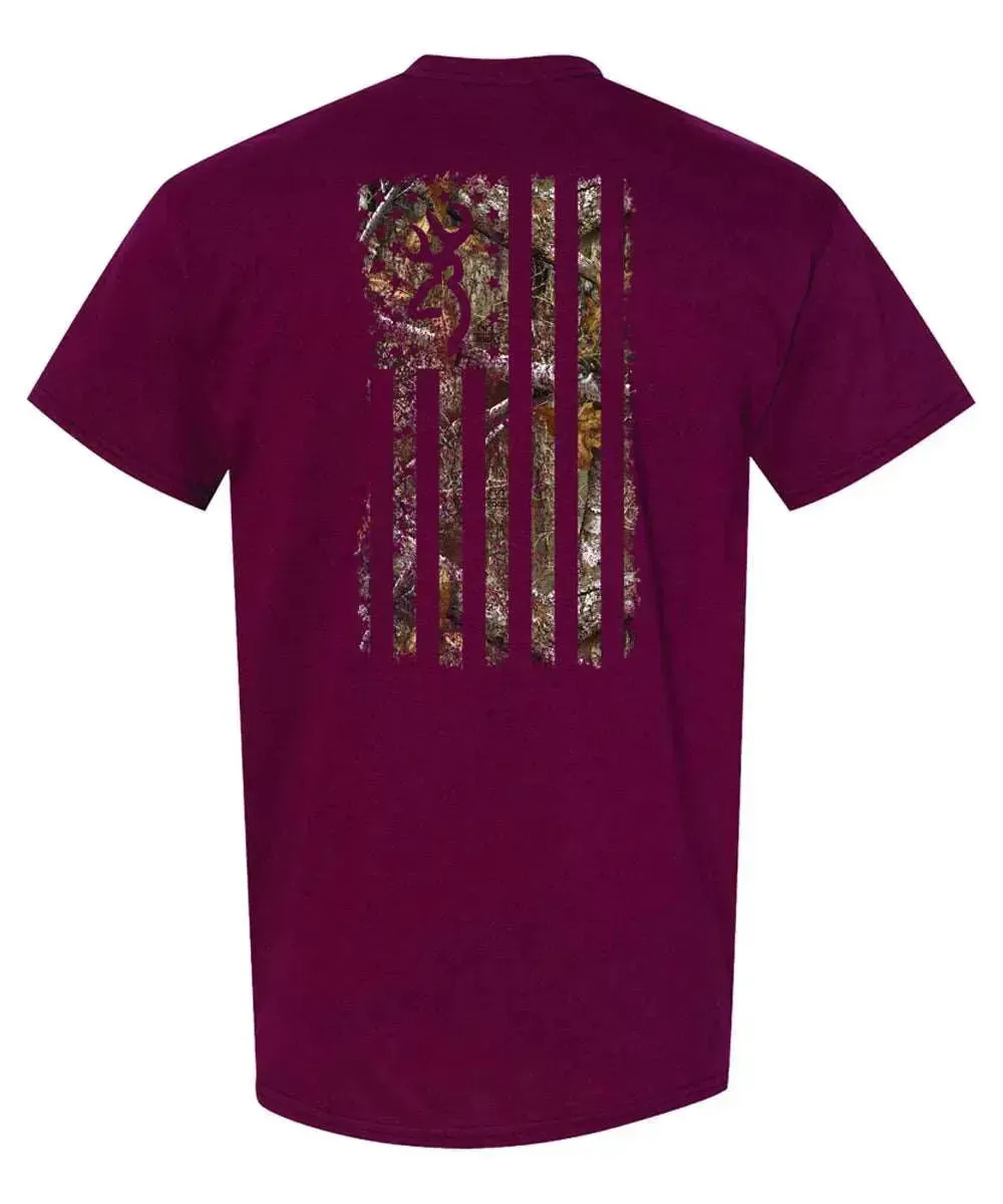 Browning Realtree Edge Flag (Maroon) - Mens T-Shirt