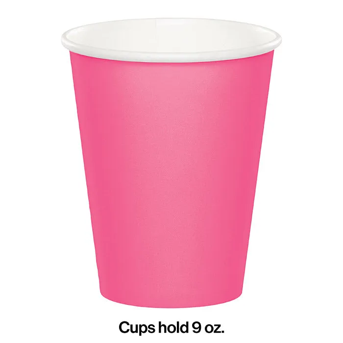 Bulk Candy Pink 9 oz Hot & Cold Paper Cups (240 per Case)