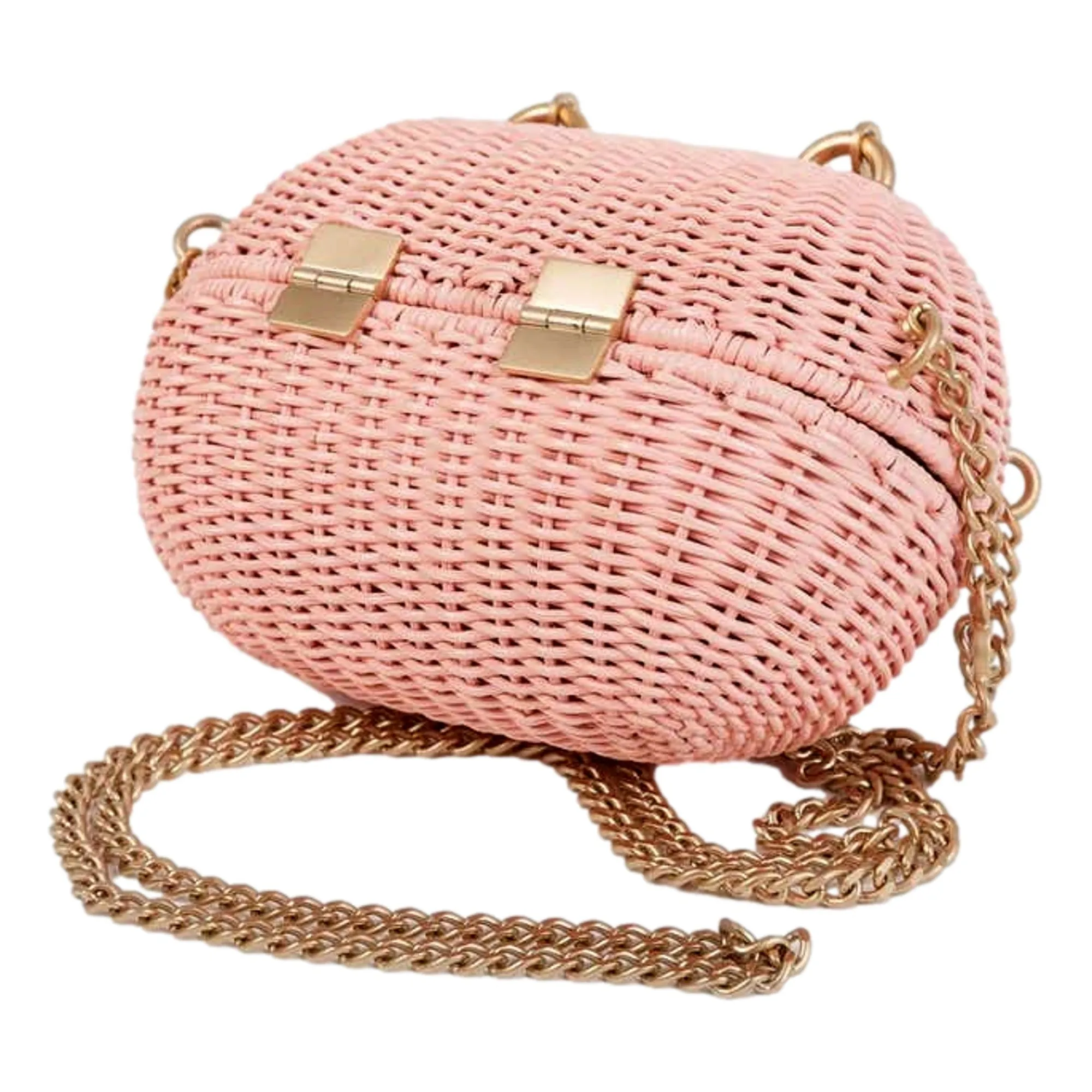 Chanel Pink Oval Wicker Heart CC Charm Closure 2-Way Handle Crossbody Bag