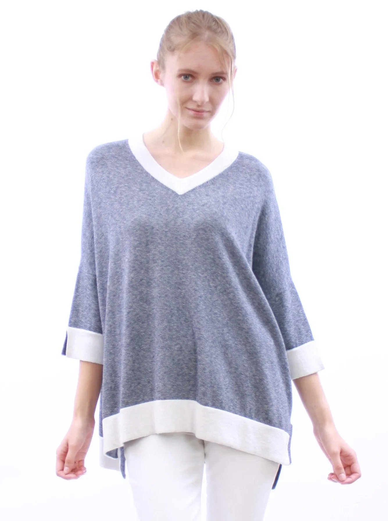 Color Block Reversible Slouchy V Neck