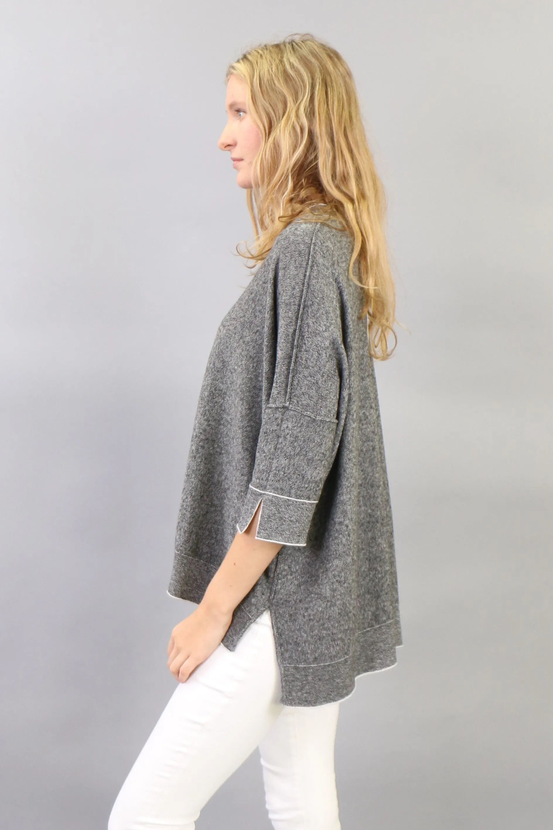 Color Block Reversible Slouchy V Neck