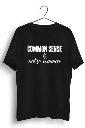 Common Sense Graphic Printed Black Tshirt