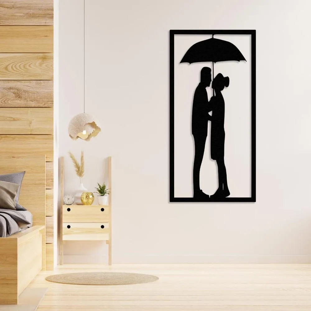 Couple Under the Umbrella  Metal Wall Art