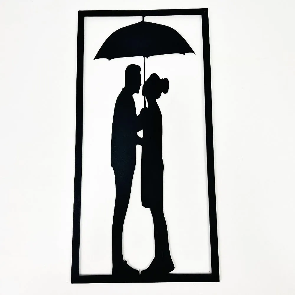 Couple Under the Umbrella  Metal Wall Art