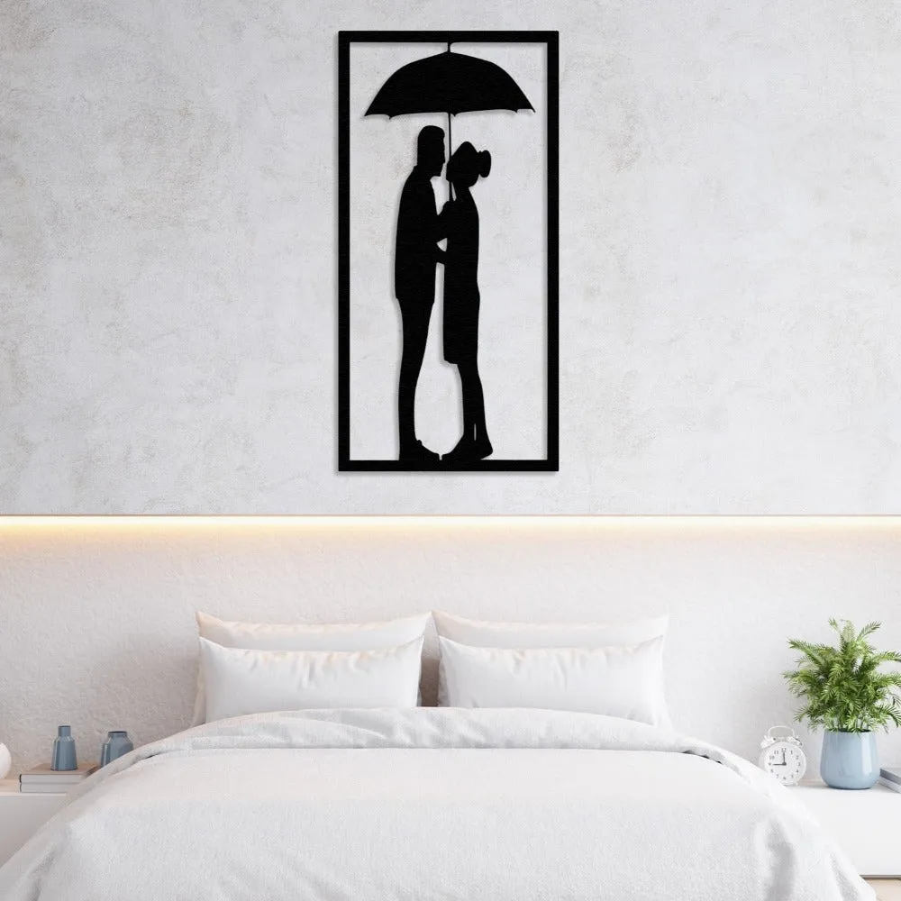 Couple Under the Umbrella  Metal Wall Art