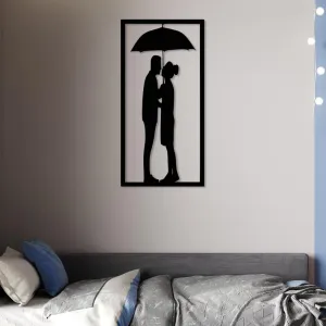 Couple Under the Umbrella  Metal Wall Art