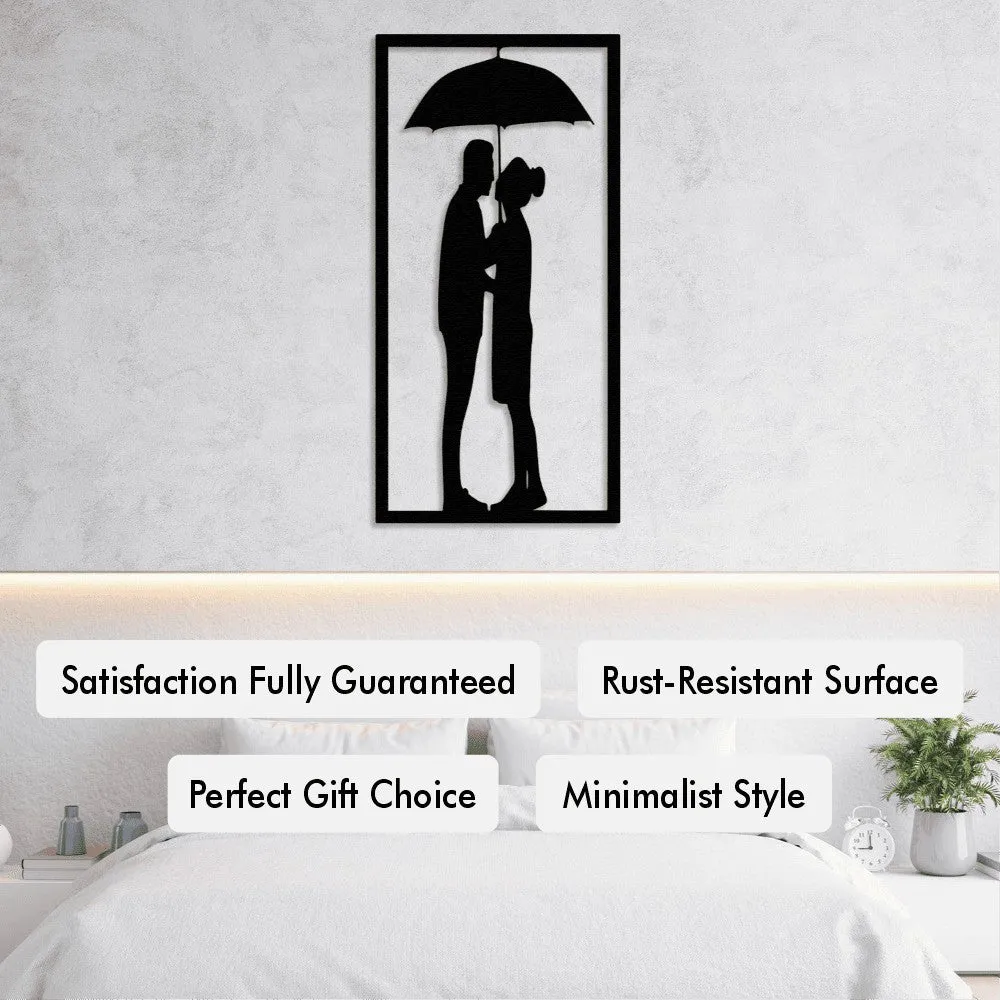 Couple Under the Umbrella  Metal Wall Art