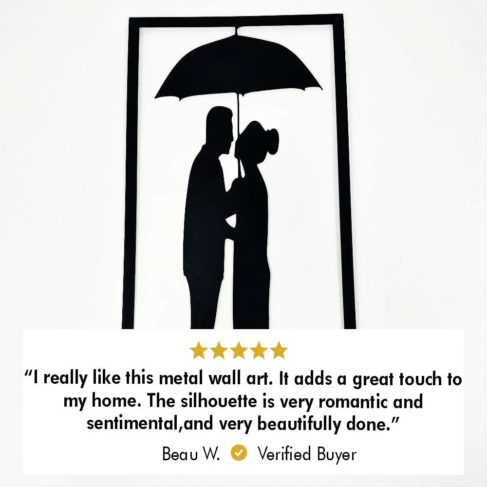 Couple Under the Umbrella  Metal Wall Art