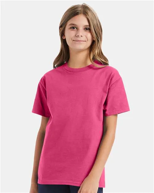 Custom Embroidered - Hanes - Authentic Youth T-Shirt - Wow Pink - 5450