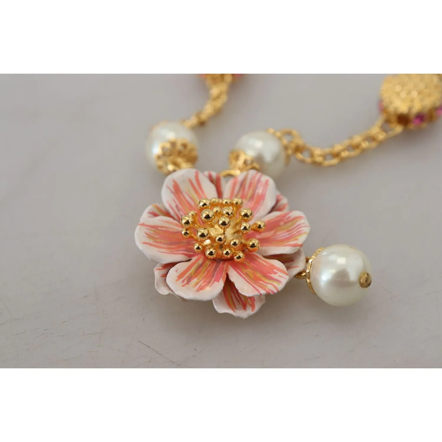 Dolce & Gabbana Elegant Floral Statement Charm Necklace