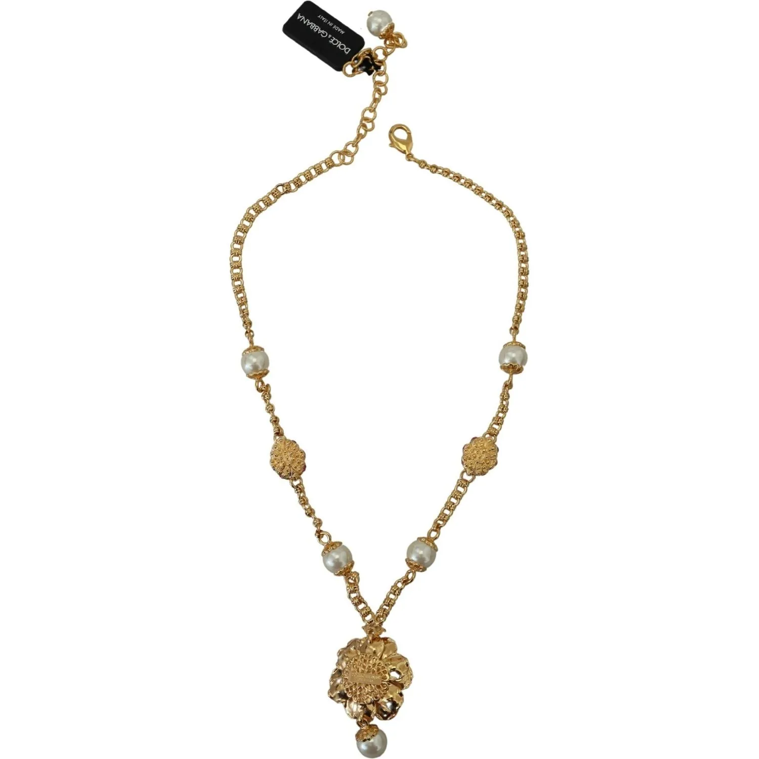 Dolce & Gabbana Elegant Floral Statement Charm Necklace