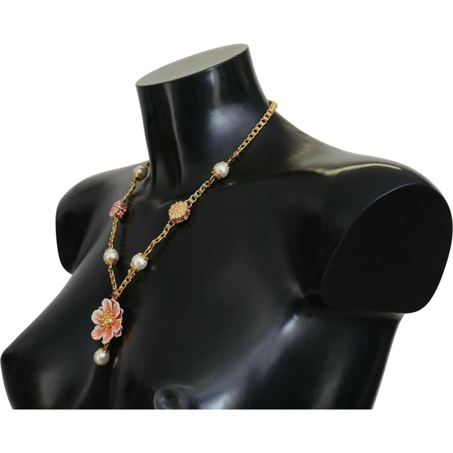 Dolce & Gabbana Elegant Floral Statement Charm Necklace