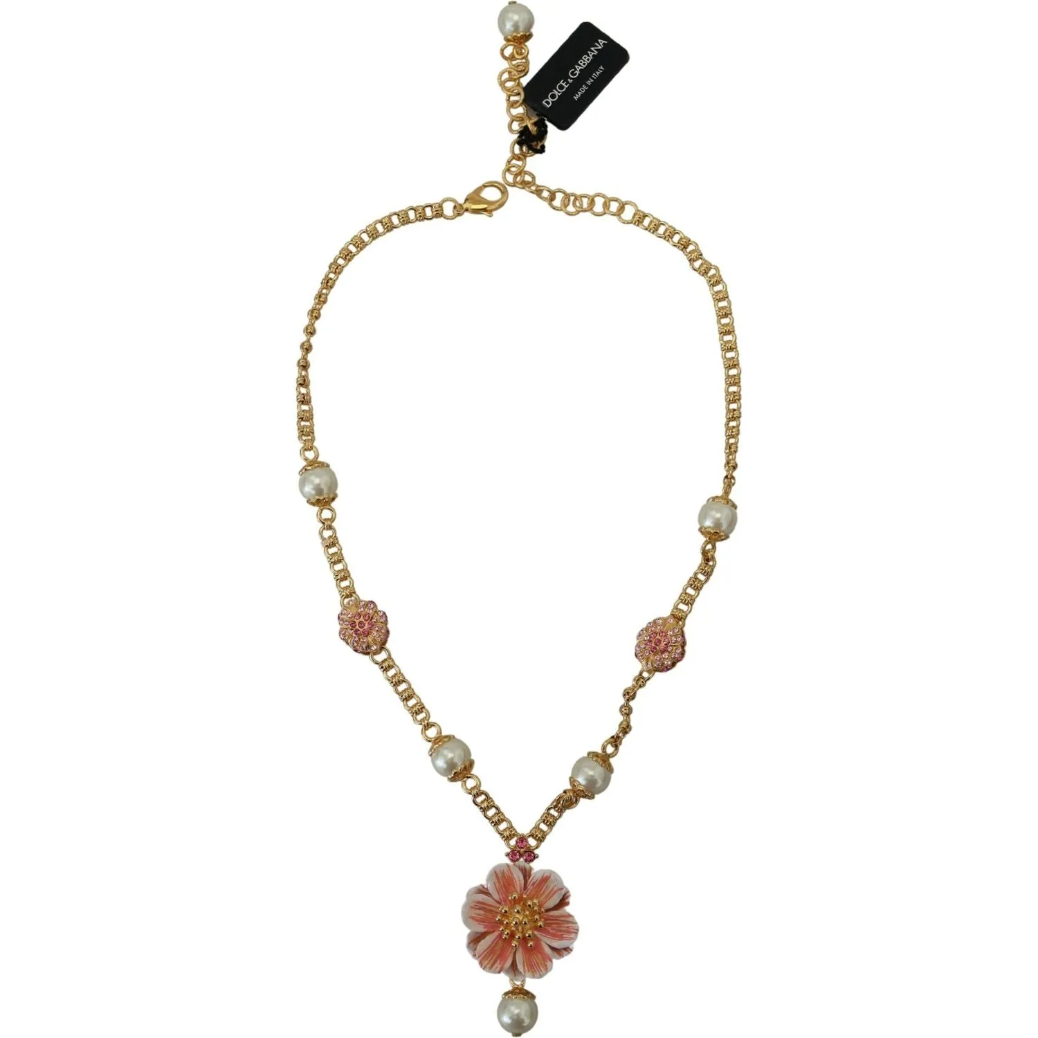 Dolce & Gabbana Elegant Floral Statement Charm Necklace