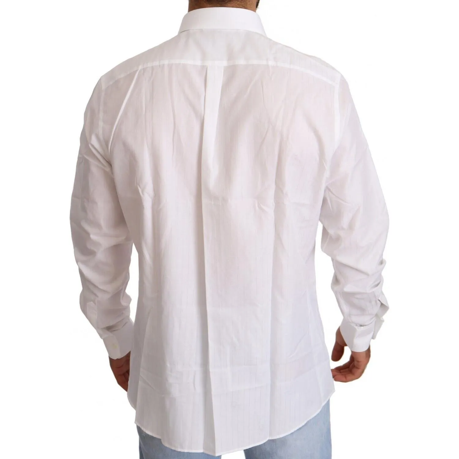 Dolce & Gabbana White Cotton Martini Fit Shirt