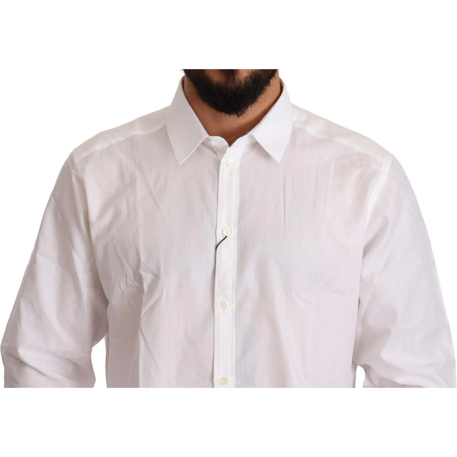 Dolce & Gabbana White Cotton Martini Fit Shirt