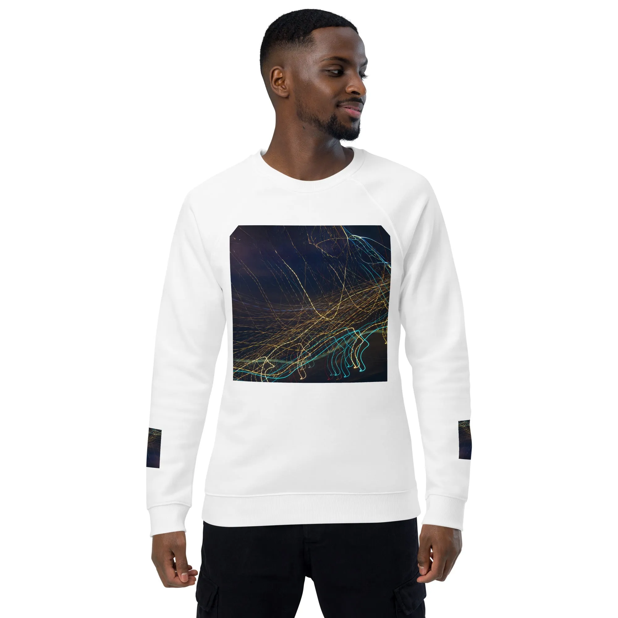 Eco-Chic Unisex Raglan Sweatshirt with Abstract Design - Shop Now!