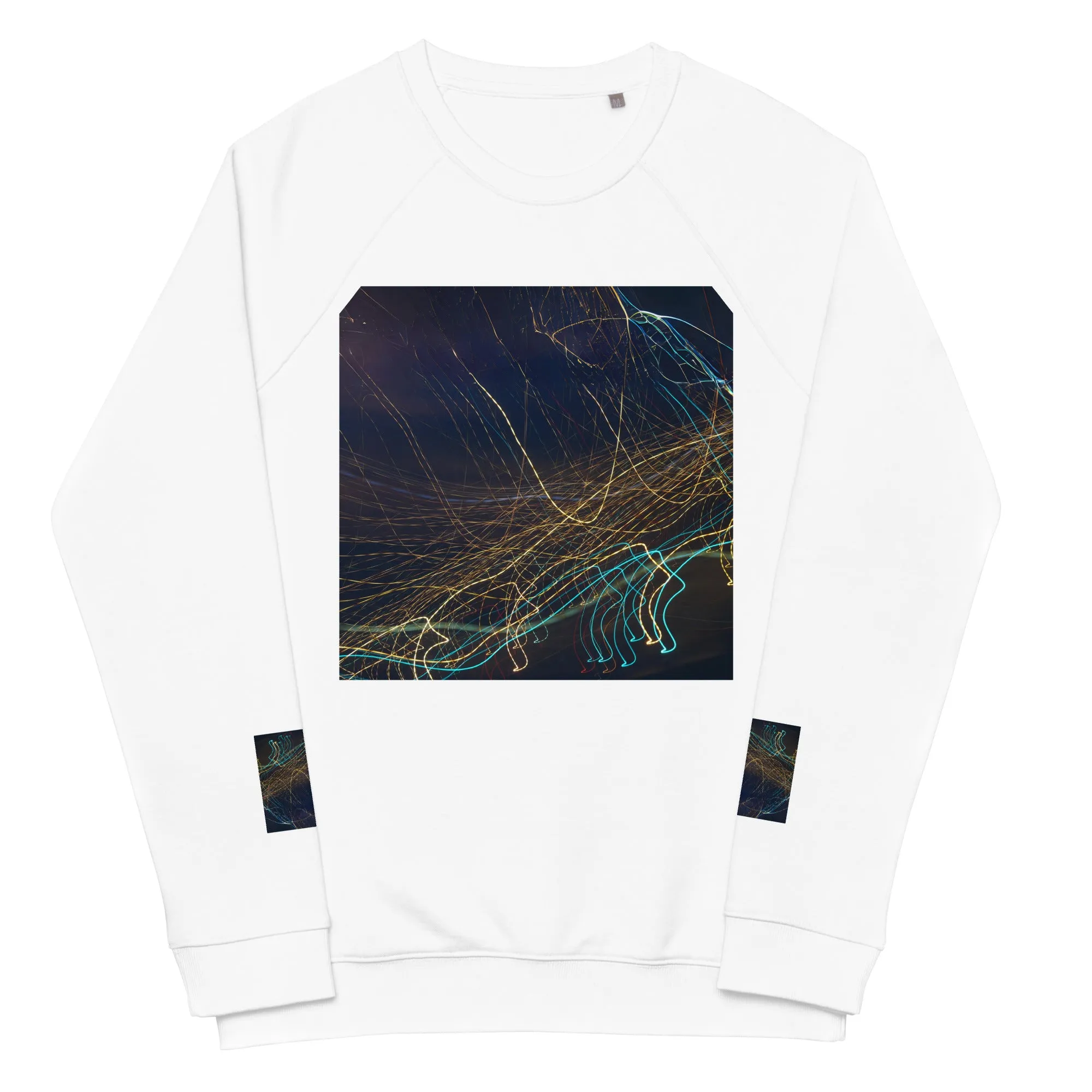 Eco-Chic Unisex Raglan Sweatshirt with Abstract Design - Shop Now!