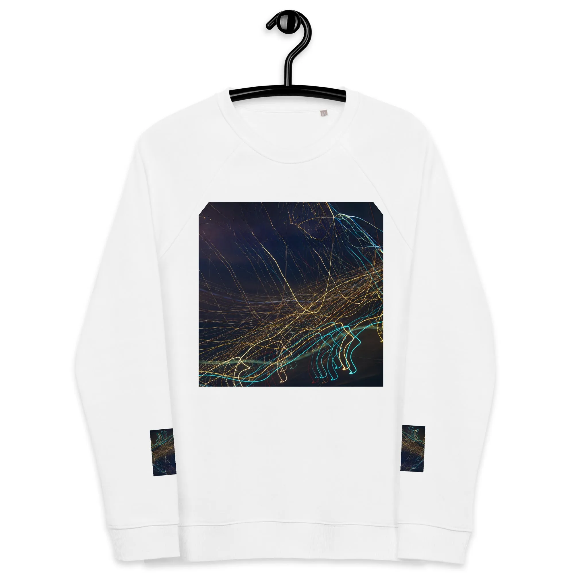 Eco-Chic Unisex Raglan Sweatshirt with Abstract Design - Shop Now!