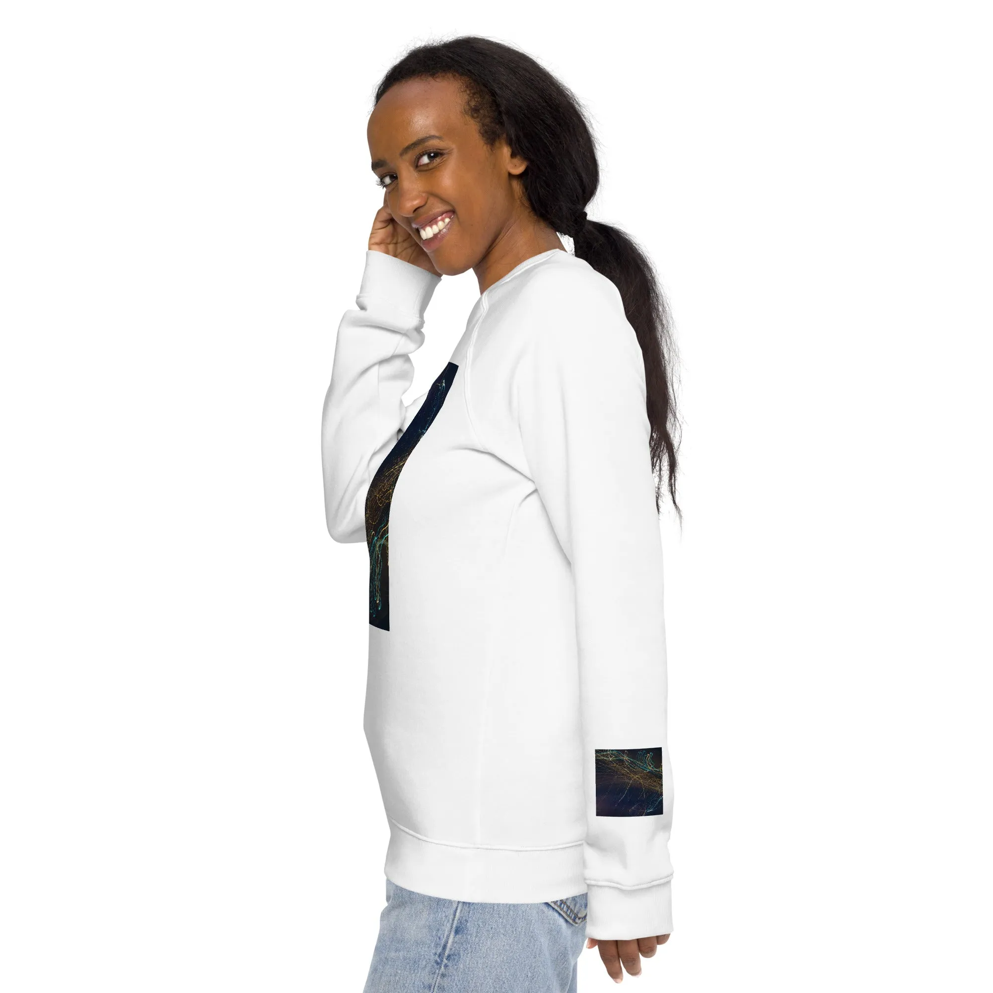 Eco-Chic Unisex Raglan Sweatshirt with Abstract Design - Shop Now!