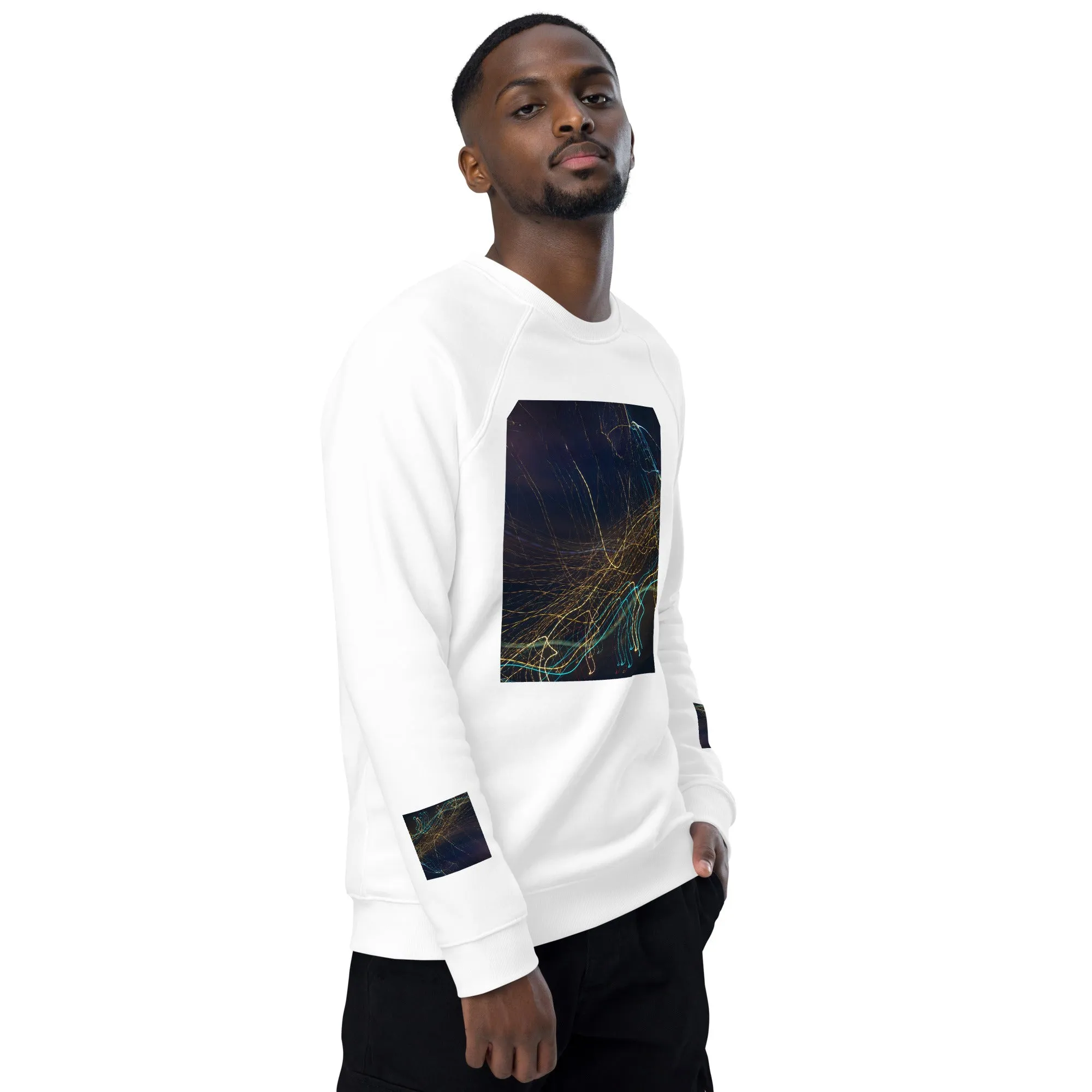 Eco-Chic Unisex Raglan Sweatshirt with Abstract Design - Shop Now!