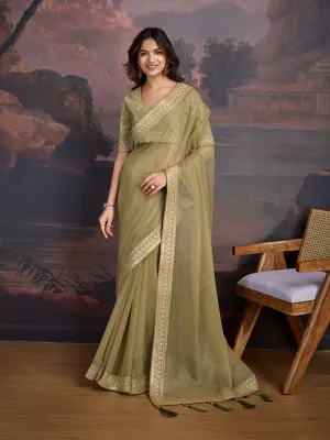 Embroidered Saree With Blouse Piece