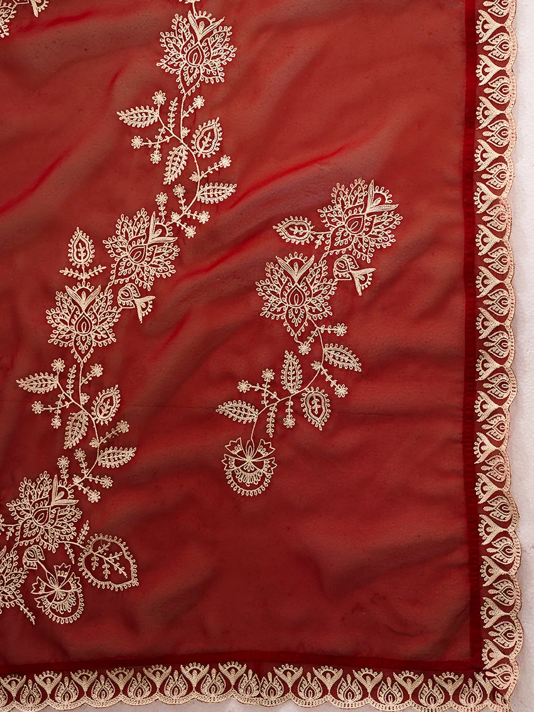 Ethnic Motif Embroidered Saree with Blouse