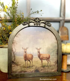 (F) Elegant Deer Artwork in Antique Frame