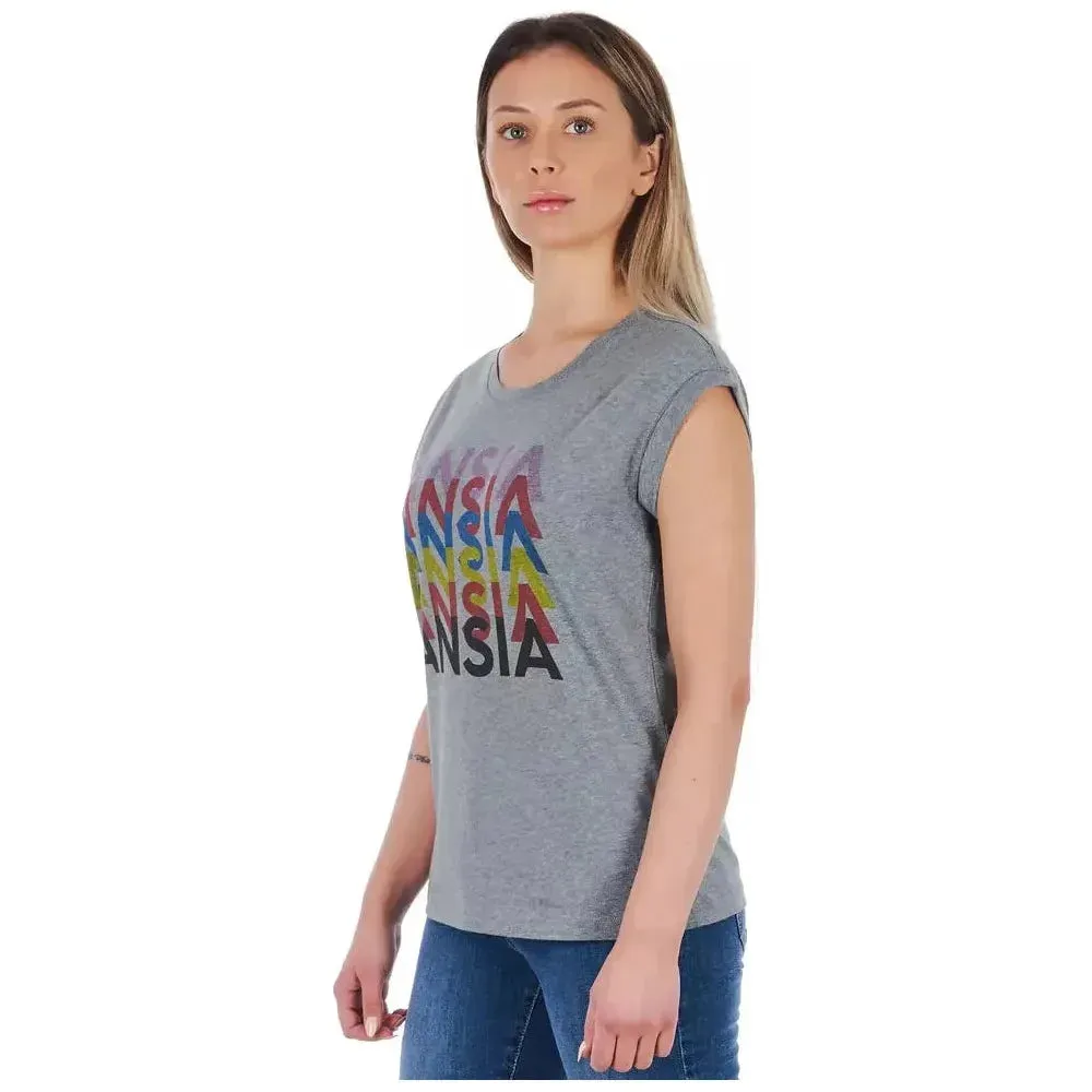 Frankie Morello Gray Cotton Women T-Shirt