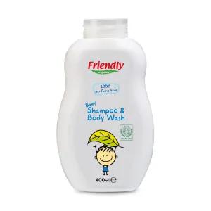 Friendly Organic 400ml Perfume Free Baby Shampoo & Body Wash, Clear