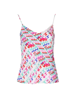 geometric-print silk cami top