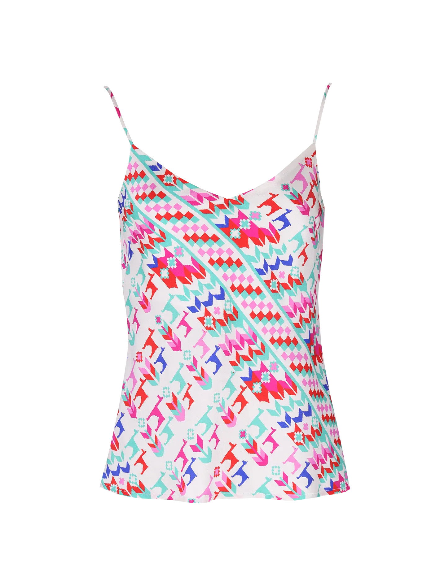 geometric-print silk cami top