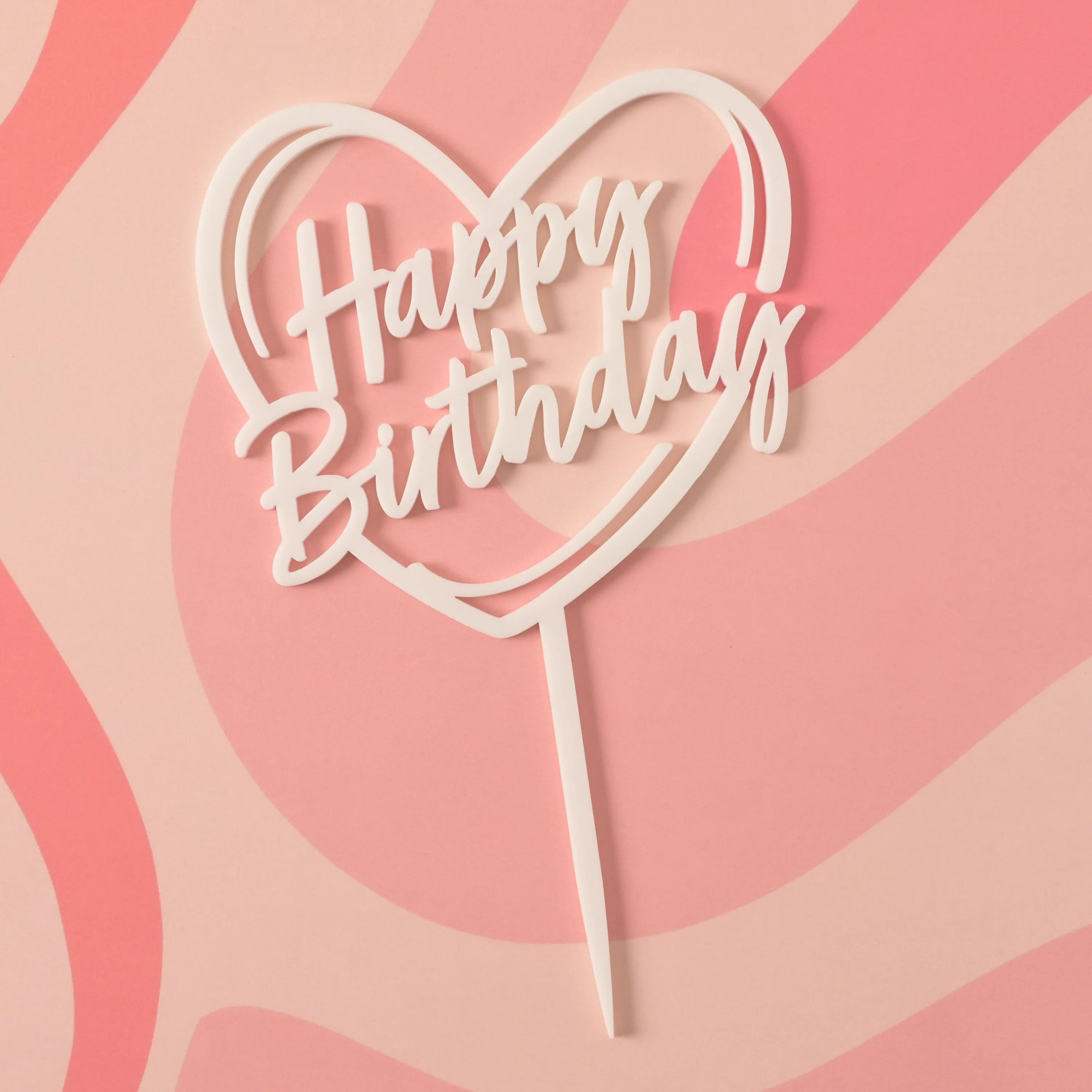 Happy Birthday Heart Cake Topper