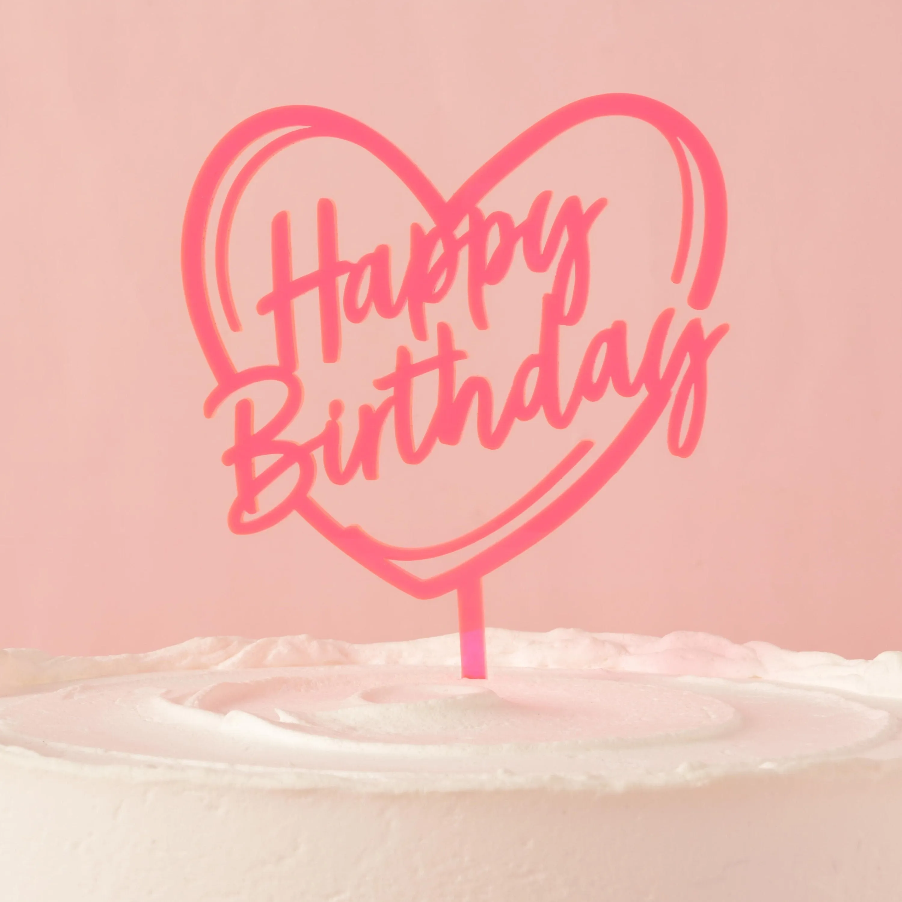 Happy Birthday Heart Cake Topper